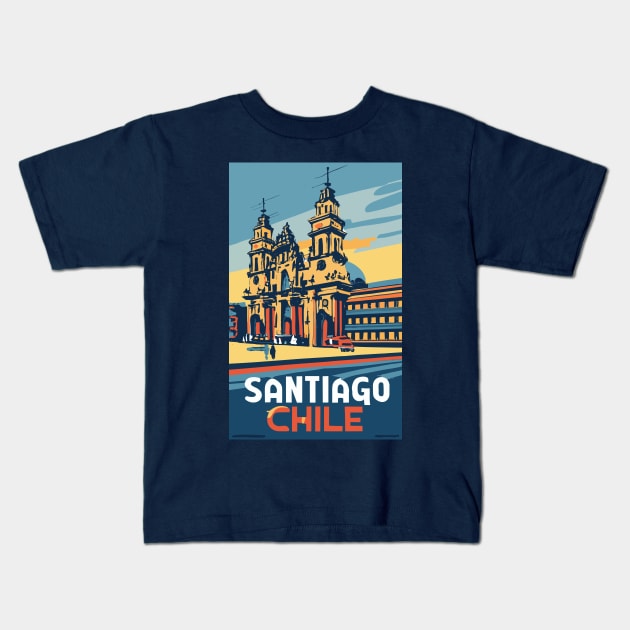 A Vintage Travel Art of Santiago - Chile Kids T-Shirt by goodoldvintage